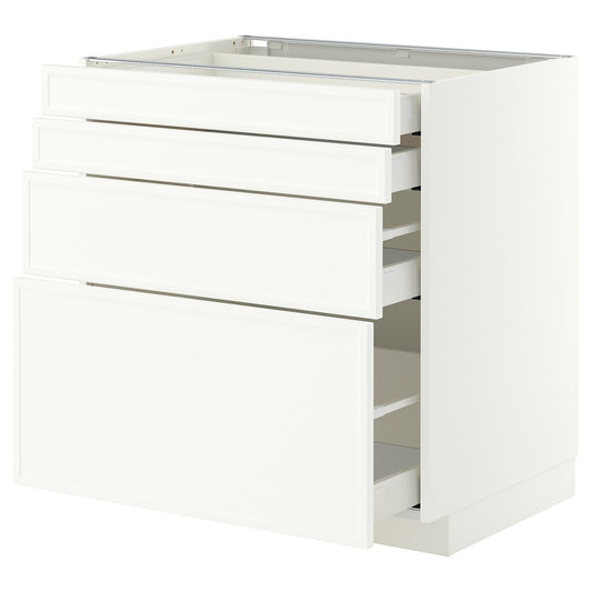 METOD / MAXIMERA base cab 4 frnts/4 drawers, white/Aspudden matt white, 80x60 cm