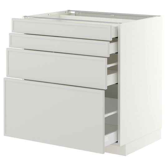 METOD / MAXIMERA base cab 4 frnts/4 drawers, white/Aspudden light grey, 80x60 cm
