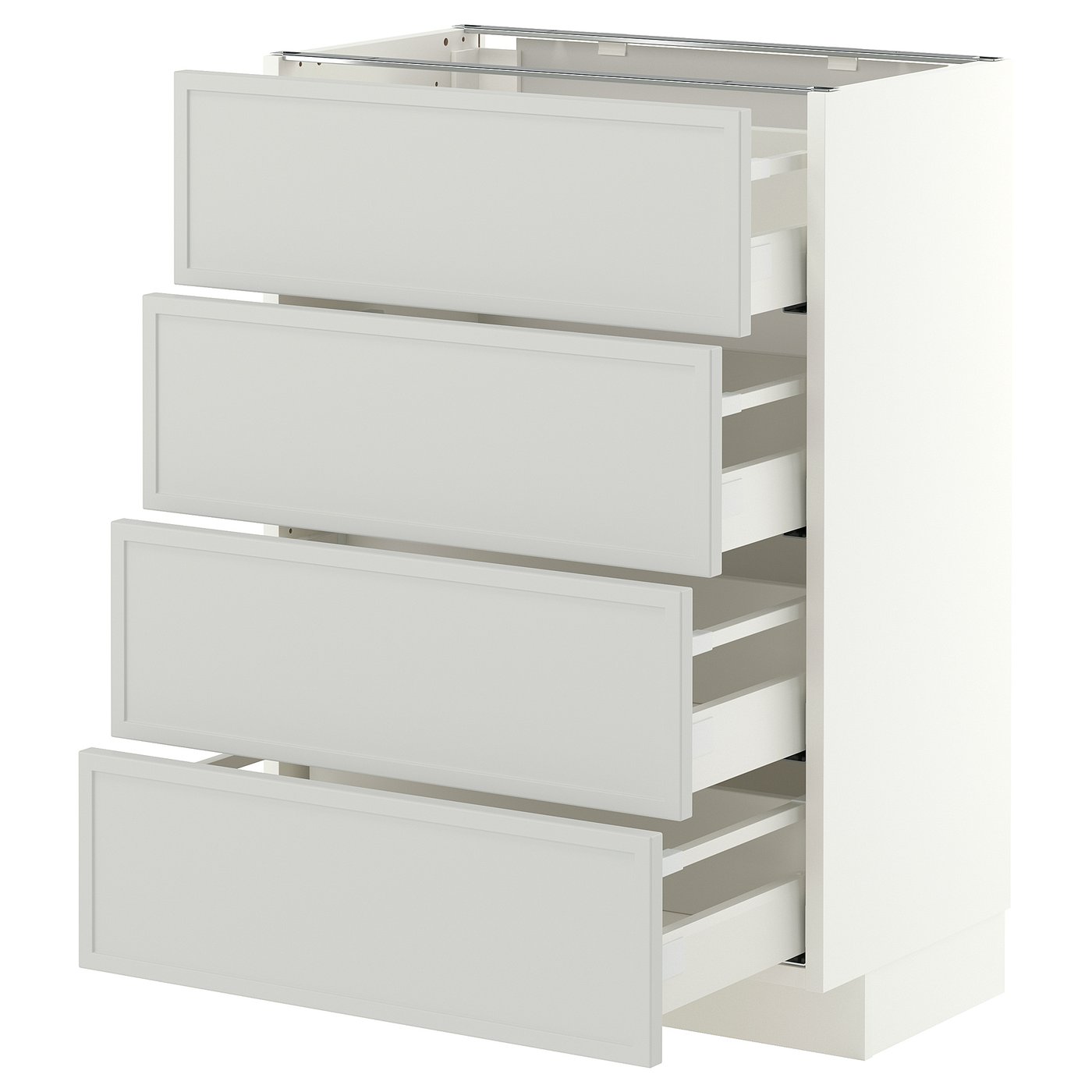 METOD / MAXIMERA base cab 4 frnts/4 drawers, white/Aspudden light grey, 60x37 cm