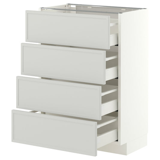 METOD / MAXIMERA base cab 4 frnts/4 drawers, white/Aspudden light grey, 60x37 cm