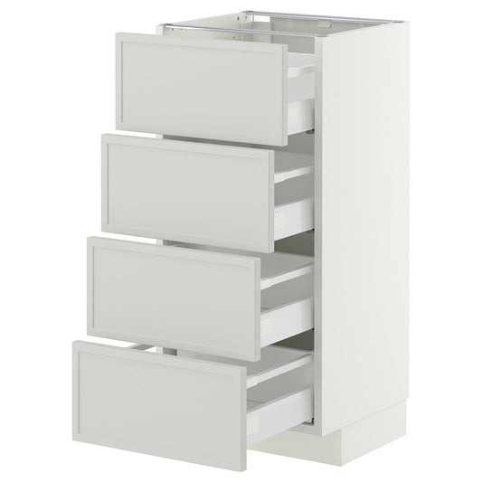METOD / MAXIMERA base cab 4 frnts/4 drawers, white/Aspudden light grey, 40x37 cm