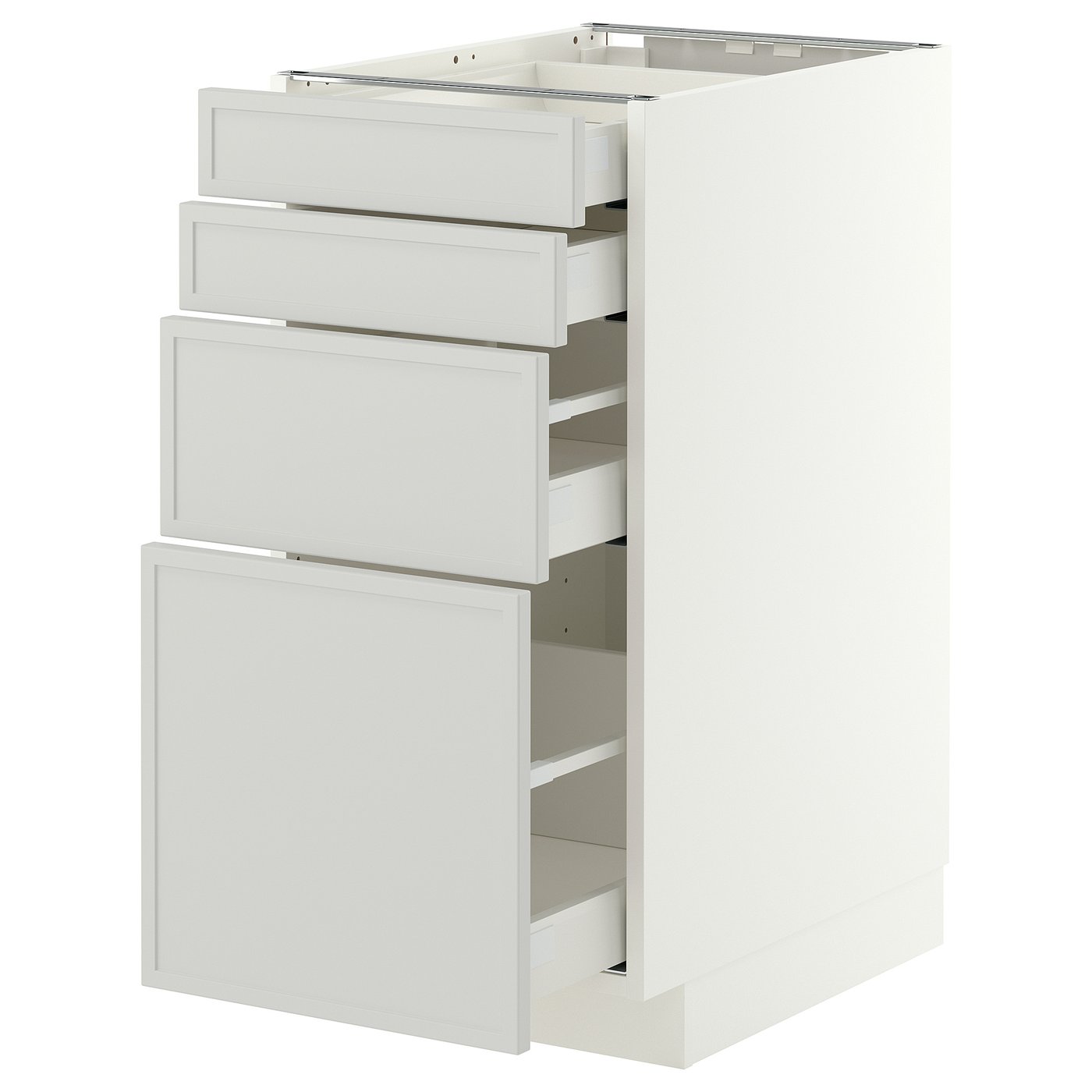 METOD / MAXIMERA base cab 4 frnts/4 drawers, white/Aspudden light grey, 40x60 cm