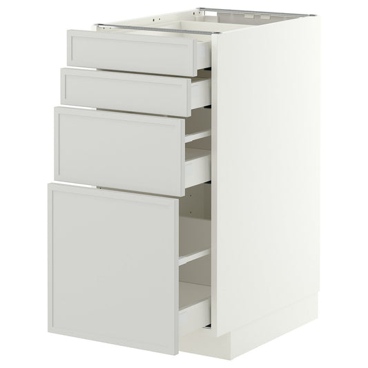 METOD / MAXIMERA base cab 4 frnts/4 drawers, white/Aspudden light grey, 40x60 cm