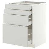METOD / MAXIMERA base cab 4 frnts/4 drawers, white/Aspudden light grey, 60x60 cm
