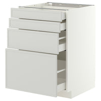 METOD / MAXIMERA base cab 4 frnts/4 drawers, white/Aspudden light grey, 60x60 cm