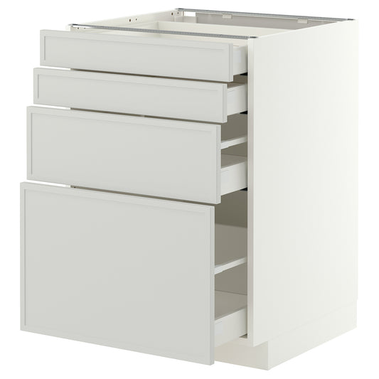 METOD / MAXIMERA base cab 4 frnts/4 drawers, white/Aspudden light grey, 60x60 cm