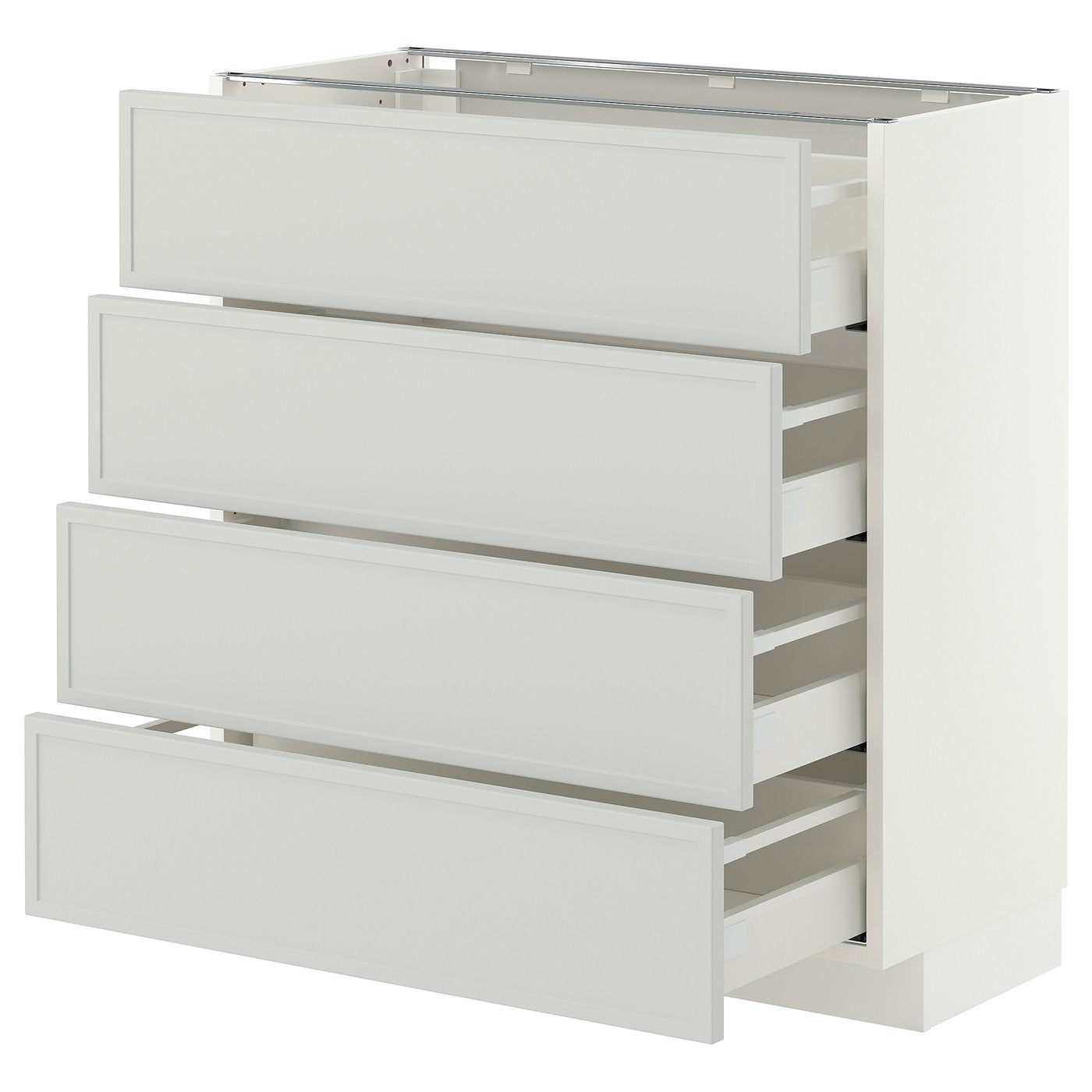 METOD / MAXIMERA base cab 4 frnts/4 drawers, white/Aspudden light grey, 80x37 cm