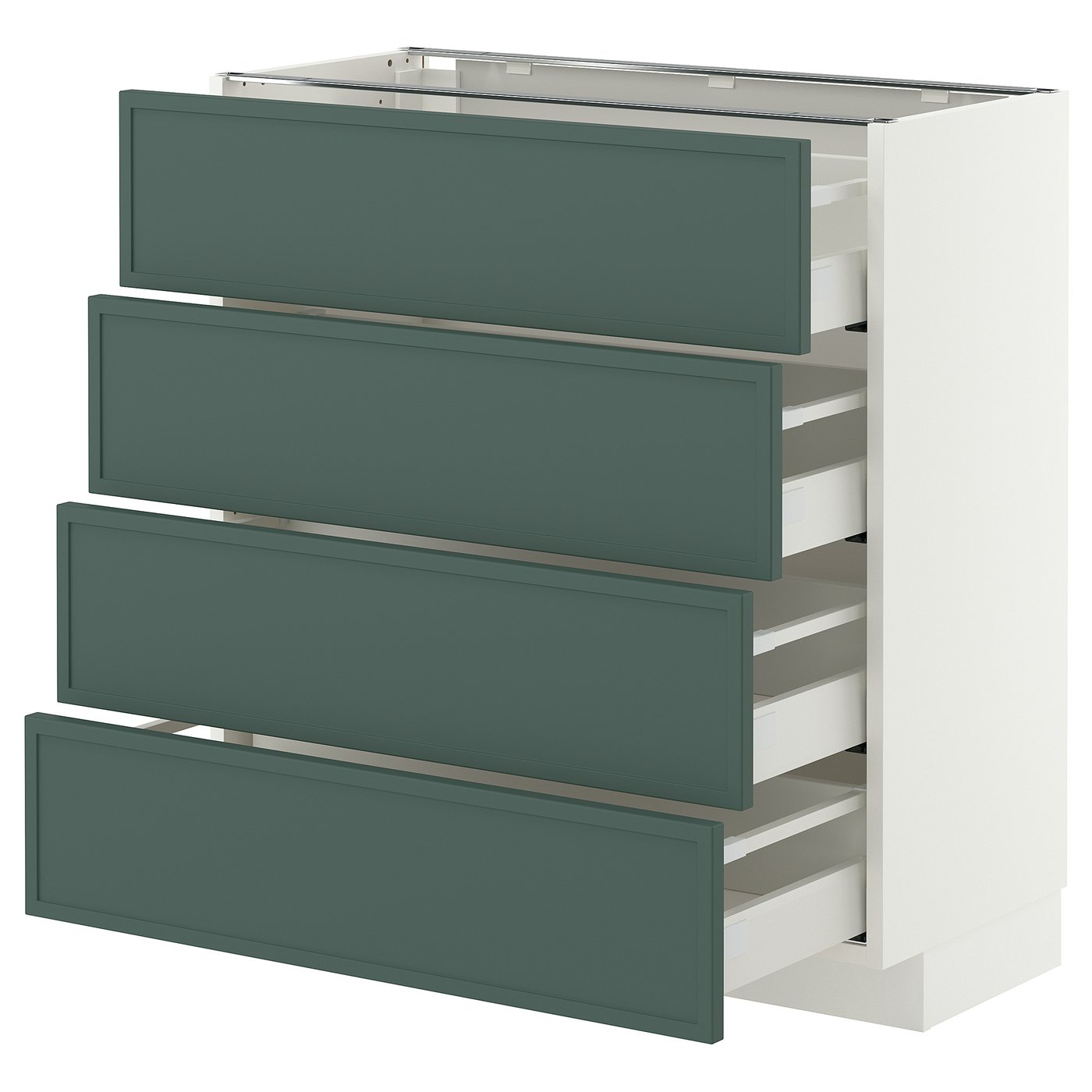 METOD / MAXIMERA base cab 4 frnts/4 drawers, white/Aspudden dark grey-green, 80x37 cm