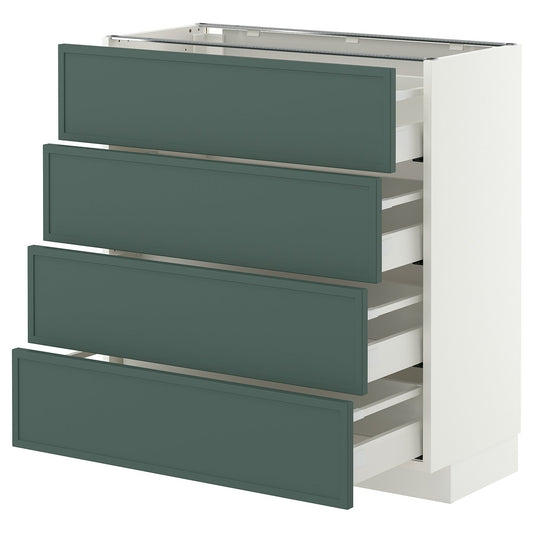 METOD / MAXIMERA base cab 4 frnts/4 drawers, white/Aspudden dark grey-green, 80x37 cm