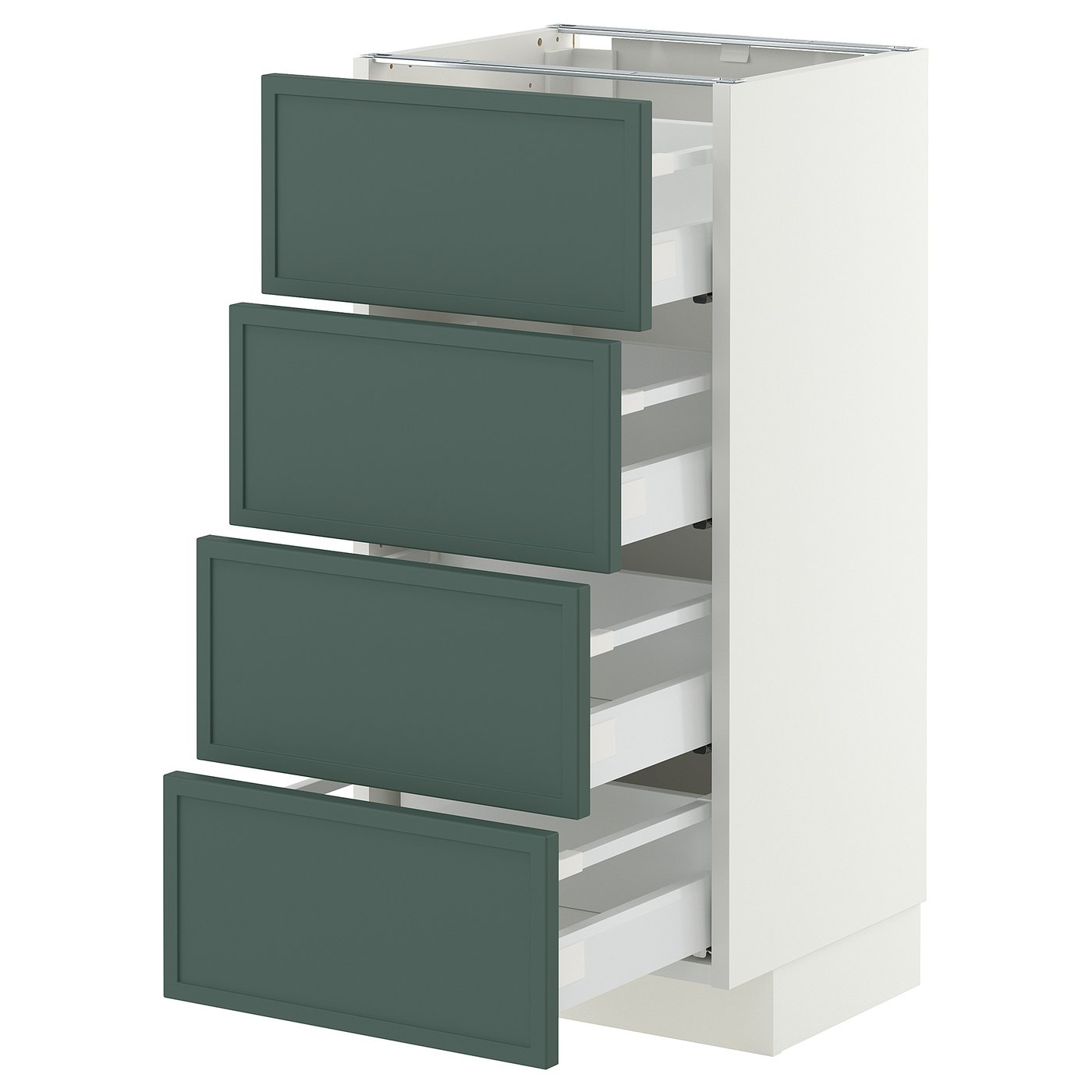 METOD / MAXIMERA base cab 4 frnts/4 drawers, white/Aspudden dark grey-green, 40x37 cm