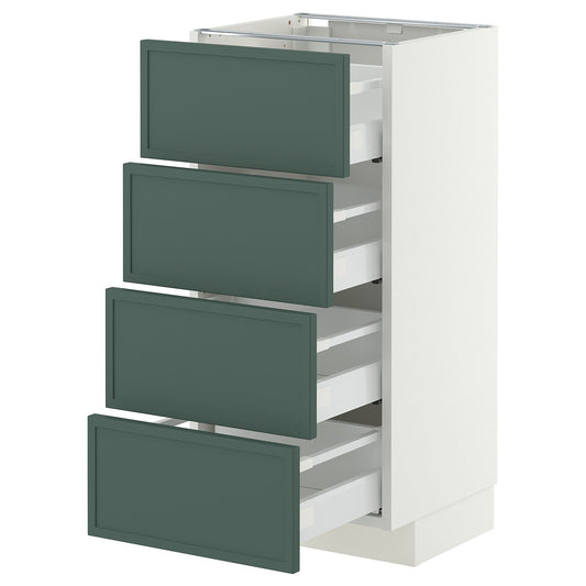 METOD / MAXIMERA base cab 4 frnts/4 drawers, white/Aspudden dark grey-green, 40x37 cm