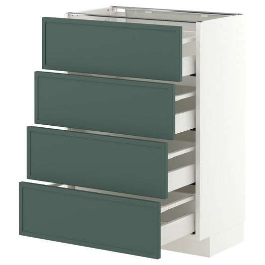 METOD / MAXIMERA base cab 4 frnts/4 drawers, white/Aspudden dark grey-green, 60x37 cm