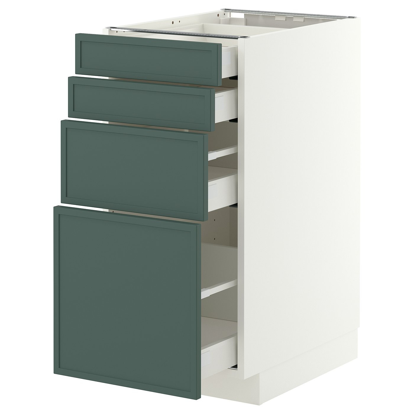 METOD / MAXIMERA base cab 4 frnts/4 drawers, white/Aspudden dark grey-green, 40x60 cm