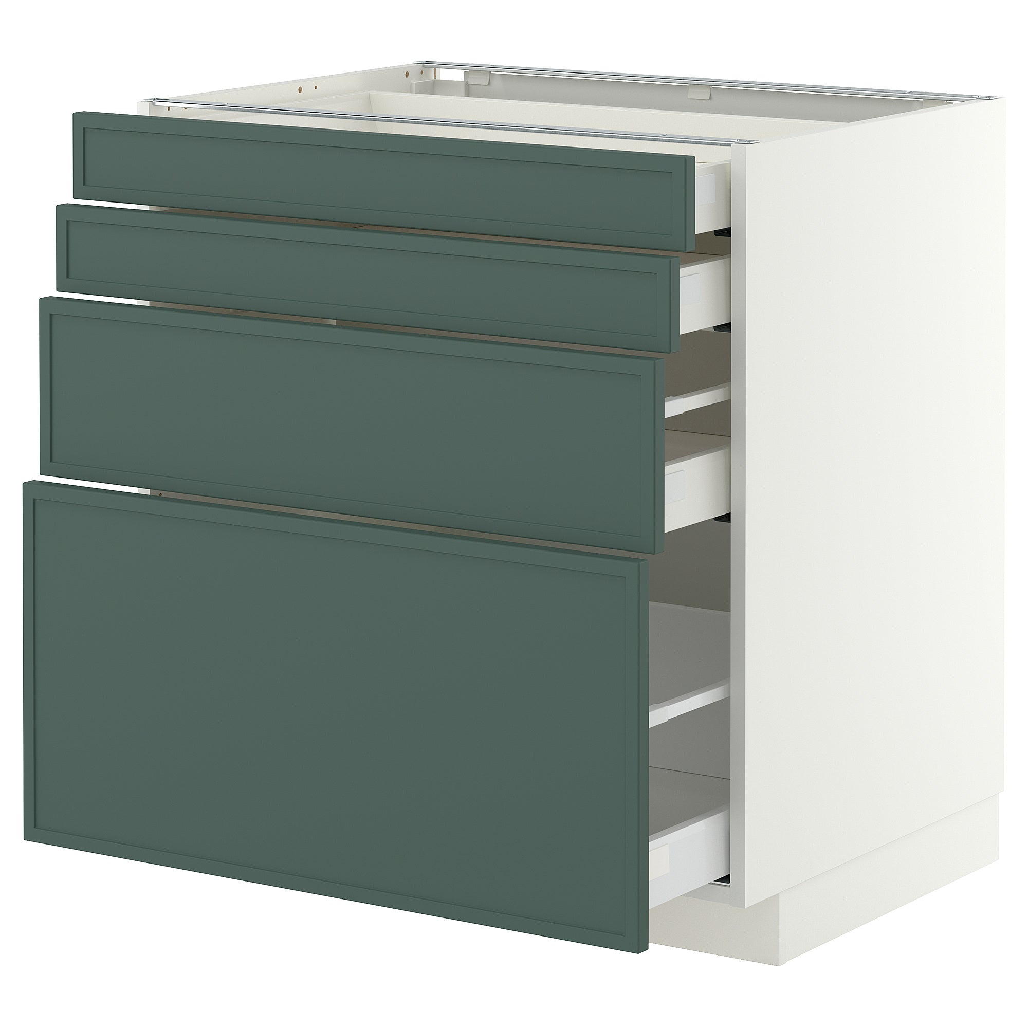 METOD / MAXIMERA base cab 4 frnts/4 drawers, white/Aspudden dark grey-green, 80x60 cm