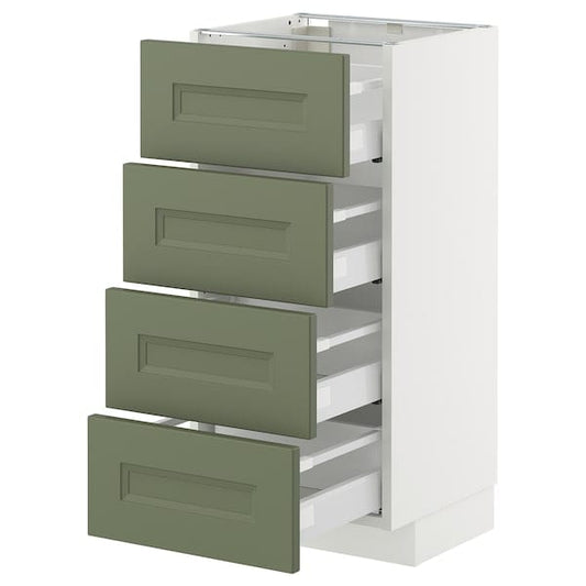 Ikea METOD / MAXIMERA - Cabinet/4 fronts/4 drawers, white/Axstad gray-green,40x37 cm