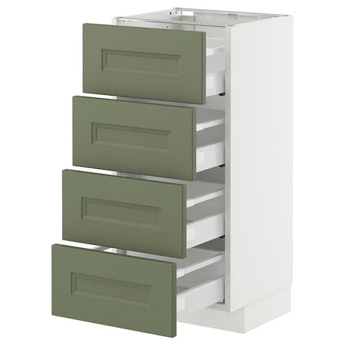 METOD / MAXIMERA - METOD / MAXIMERA Base cab 4 frnts/4 drawers, white/Axstad grey-green, 40x37 cm