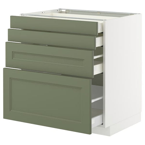 METOD / MAXIMERA - METOD / MAXIMERA Base cab 4 frnts/4 drawers, white/Axstad grey-green, 80x60 cm