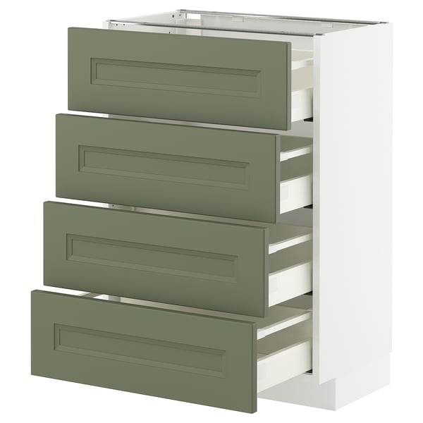 METOD / MAXIMERA - METOD / MAXIMERA Base cab 4 frnts/4 drawers, white/Axstad grey-green, 60x37 cm