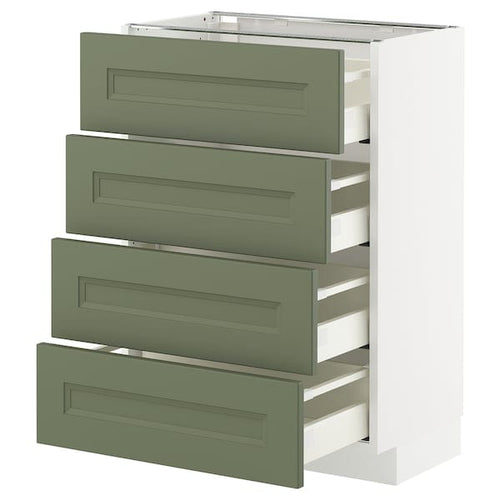 METOD / MAXIMERA - METOD / MAXIMERA Base cab 4 frnts/4 drawers, white/Axstad grey-green, 60x37 cm