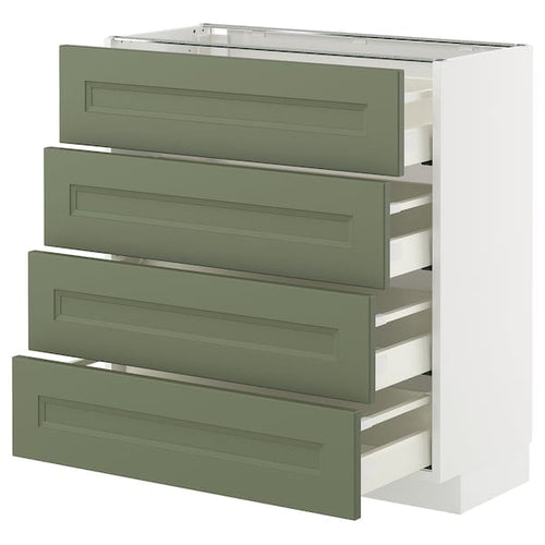 METOD / MAXIMERA - METOD / MAXIMERA Base cab 4 frnts/4 drawers, white/Axstad grey-green, 80x37 cm