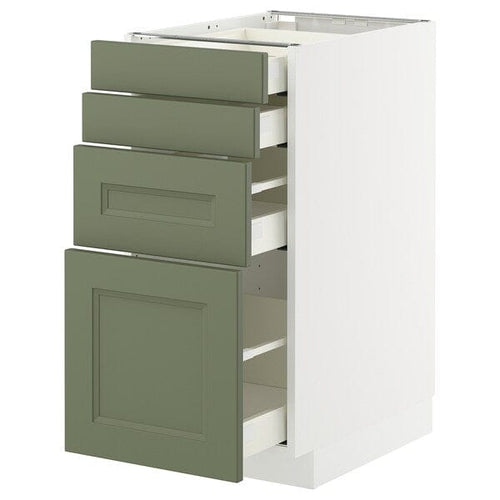 METOD / MAXIMERA - METOD / MAXIMERA Base cab 4 frnts/4 drawers, white/Axstad grey-green, 40x60 cm