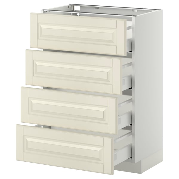 METOD / MAXIMERA base cab 4 frnts/4 drawers, white/Bodbyn off-white, 60x37 cm