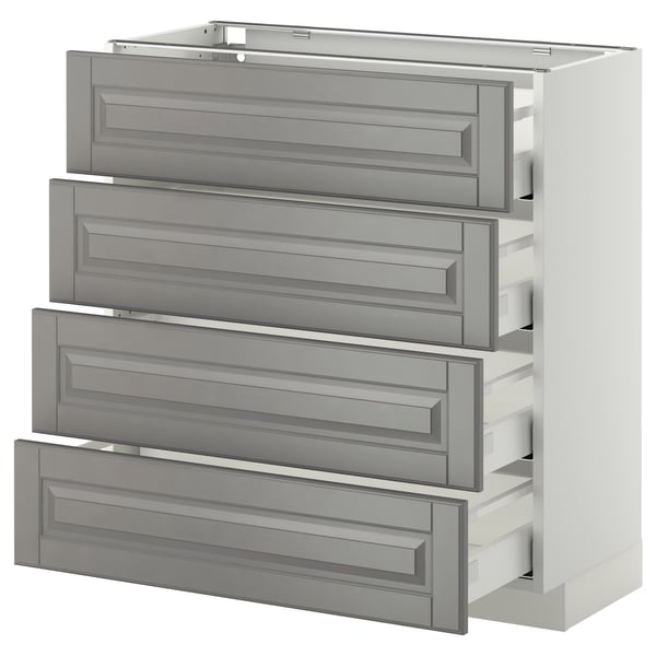 METOD / MAXIMERA - METOD / MAXIMERA Base cab 4 frnts/4 drawers, white/Bodbyn grey, 80x37 cm