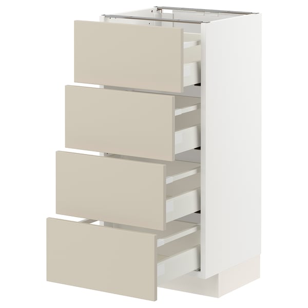 METOD / MAXIMERA base cab 4 frnts/4 drawers, white/Havstorp beige, 40x37 cm