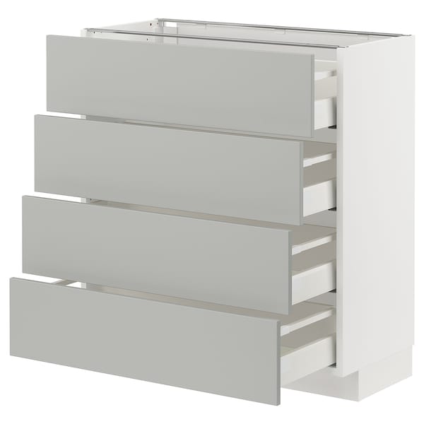 METOD / MAXIMERA - Base cab 4 frnts/4 drawers, white/Havstorp light grey, 80x37 cm