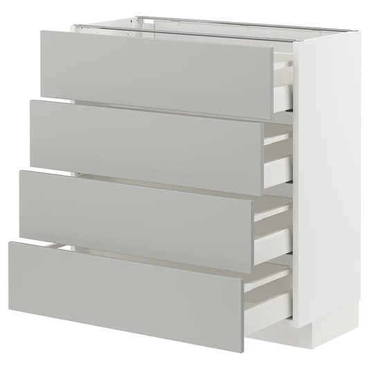 Ikea METOD / MAXIMERA - Base cab 4 frnts/4 drawers, white/Havstorp light grey, 80x37 cm