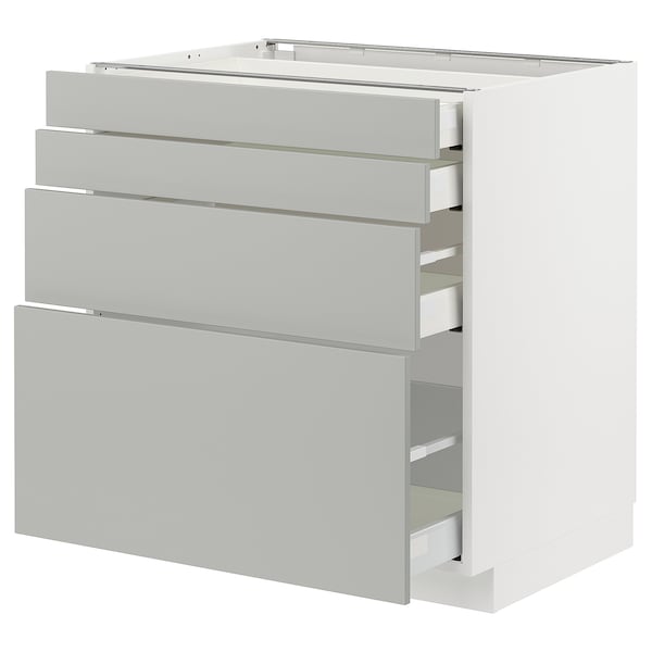 METOD / MAXIMERA - Base cab 4 frnts/4 drawers, white/Havstorp light grey, 80x60 cm