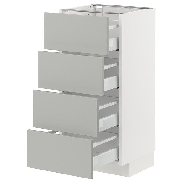 METOD / MAXIMERA - Base cab 4 frnts/4 drawers, white/Havstorp light grey, 40x37 cm