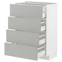 METOD / MAXIMERA base cab 4 frnts/4 drawers, white/Havstorp light grey, 60x37 cm