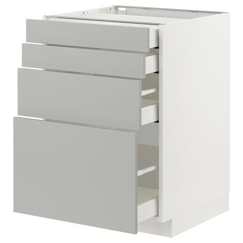 METOD / MAXIMERA - METOD / MAXIMERA Base cab 4 frnts/4 drawers, white/Havstorp light grey, 60x60 cm