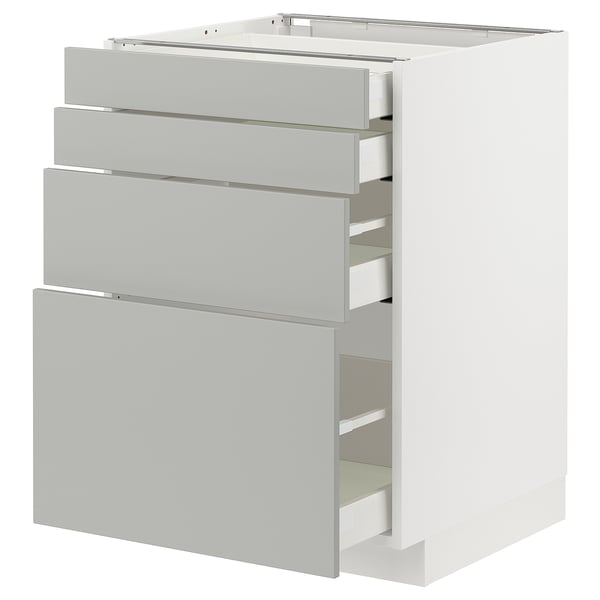 METOD / MAXIMERA - METOD / MAXIMERA Base cab 4 frnts/4 drawers, white/Havstorp light grey, 60x60 cm
