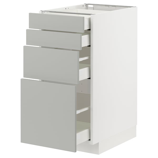 METOD / MAXIMERA - Base cab 4 frnts/4 drawers, white/Havstorp light grey, 40x60 cm