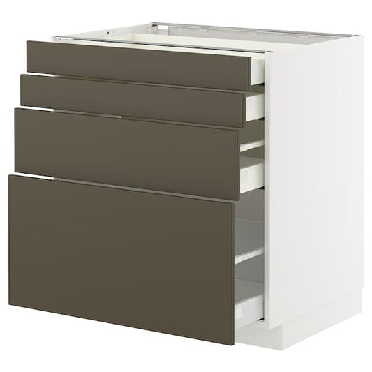 Ikea METOD / MAXIMERA - Base cab 4 frnts/4 drawers, white/Havstorp brown-beige, 80x60 cm
