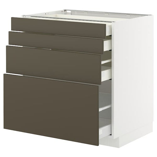METOD / MAXIMERA - METOD / MAXIMERA Base cab 4 frnts/4 drawers, white/Havstorp brown-beige, 80x60 cm