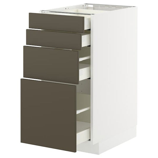 Ikea METOD / MAXIMERA - Base cab 4 frnts/4 drawers, white/Havstorp brown-beige, 40x60 cm