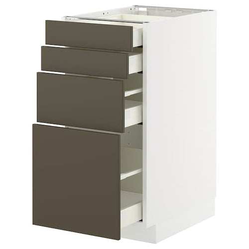METOD / MAXIMERA - METOD / MAXIMERA Base cab 4 frnts/4 drawers, white/Havstorp brown-beige, 40x60 cm