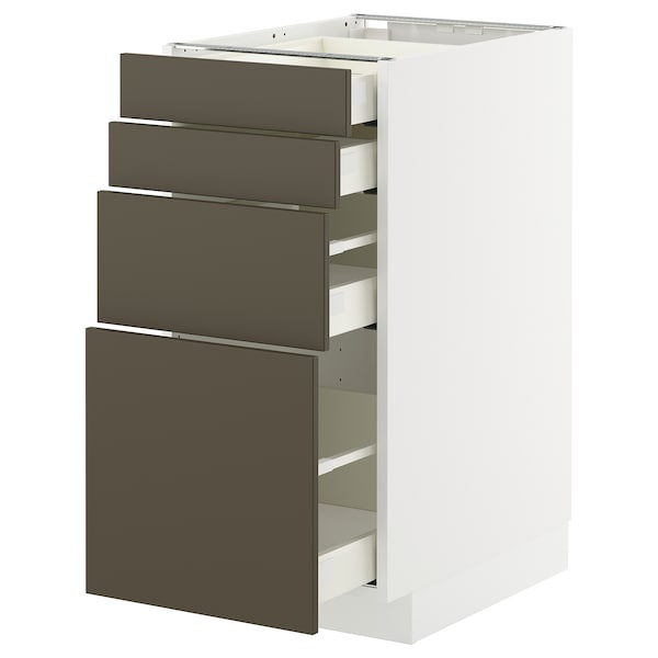 METOD / MAXIMERA - Base cab 4 frnts/4 drawers, white/Havstorp brown-beige, 40x60 cm