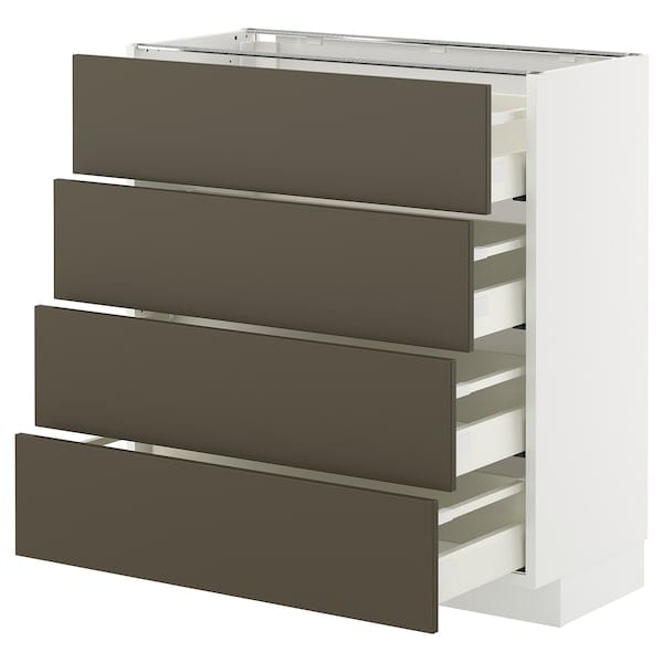 Ikea METOD / MAXIMERA - Base cab 4 frnts/4 drawers, white/Havstorp brown-beige, 80x37 cm