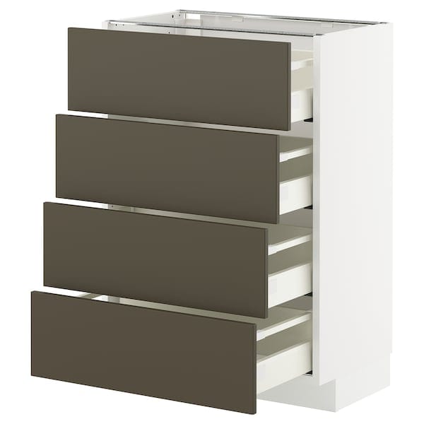 METOD / MAXIMERA - METOD / MAXIMERA Base cab 4 frnts/4 drawers, white/Havstorp brown-beige, 60x37 cm
