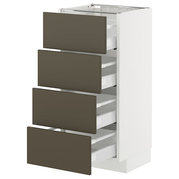 METOD / MAXIMERA - Base cab 4 frnts/4 drawers, white/Havstorp brown-beige, 40x37 cm