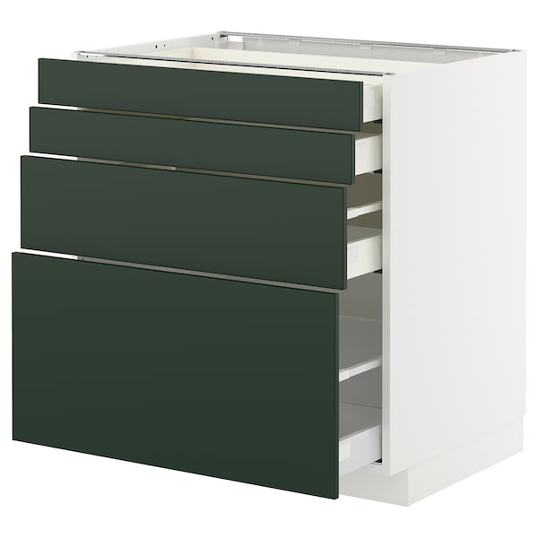 METOD / MAXIMERA - Cabinet/4 fronts/4 drawers, white/Havstorp deep green,80x60 cm