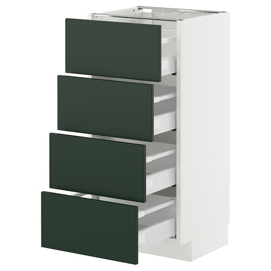 Ikea METOD / MAXIMERA - Base cab 4 frnts/4 drawers, white/Havstorp deep green, 40x37 cm