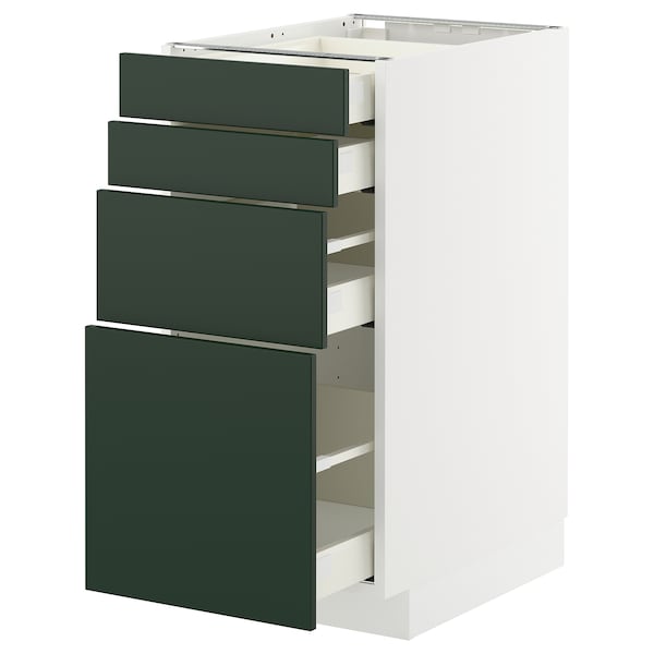 METOD / MAXIMERA - Cabinet/4 fronts/4 drawers, white/Havstorp deep green,40x60 cm