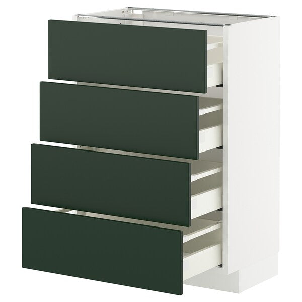 METOD / MAXIMERA - Base cab 4 frnts/4 drawers, white/Havstorp deep green, 60x37 cm