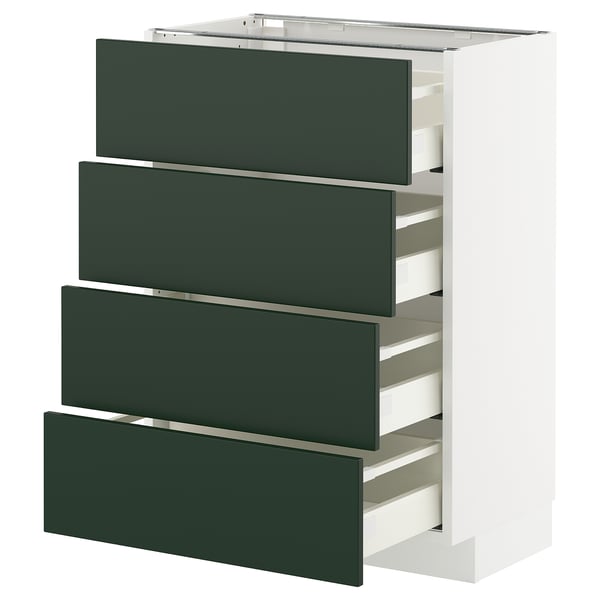 METOD / MAXIMERA - METOD / MAXIMERA Base cab 4 frnts/4 drawers, white/Havstorp deep green, 60x37 cm