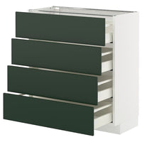 METOD / MAXIMERA base cab 4 frnts/4 drawers, white/Havstorp deep green, 80x37 cm